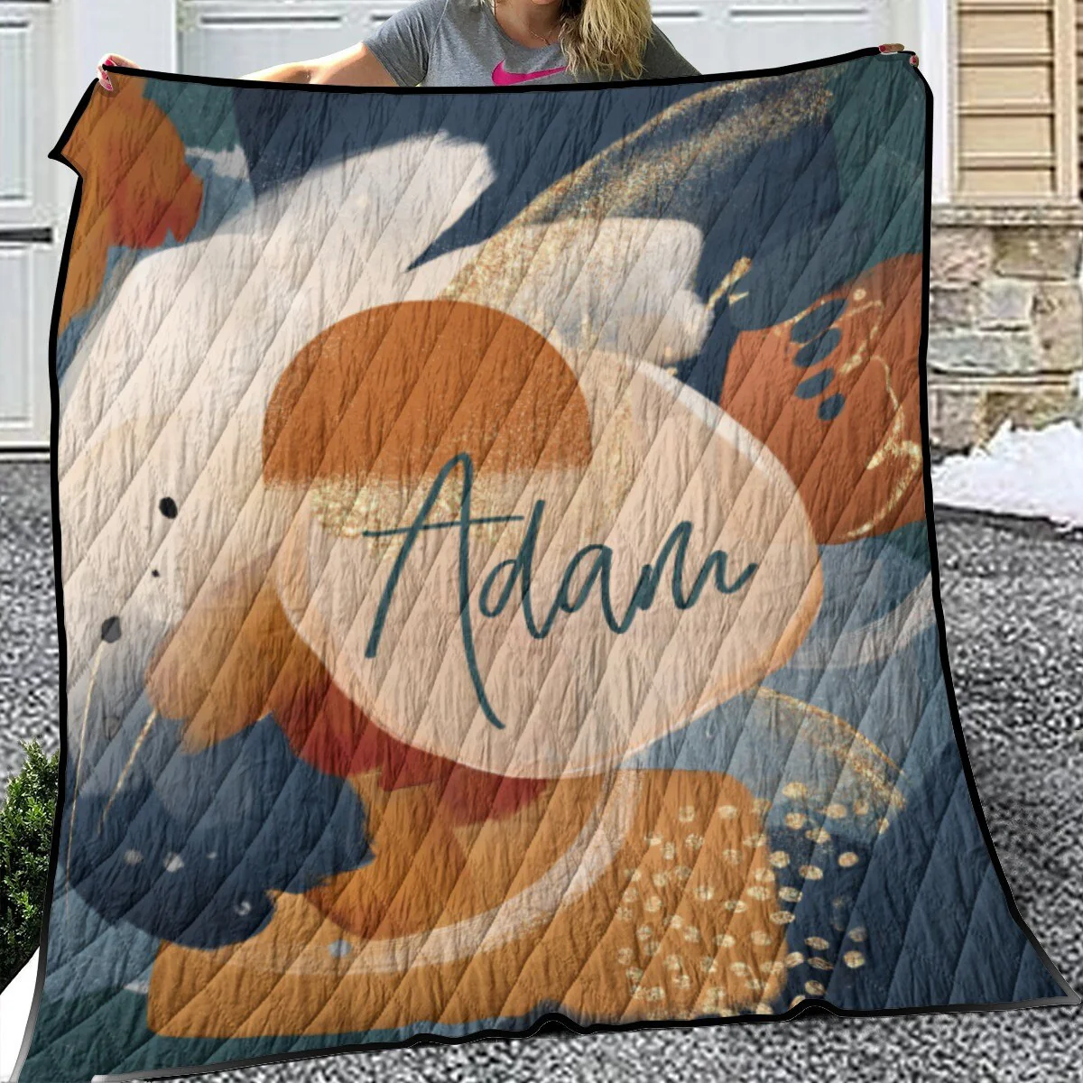 Abstract Personalized Quilted Bedspread Set - Image 3