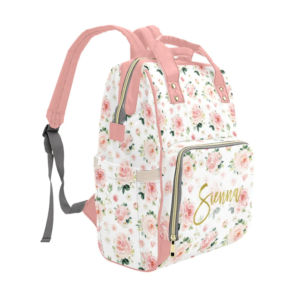 Blush Florals Personalized Diaper Bag - Image 6