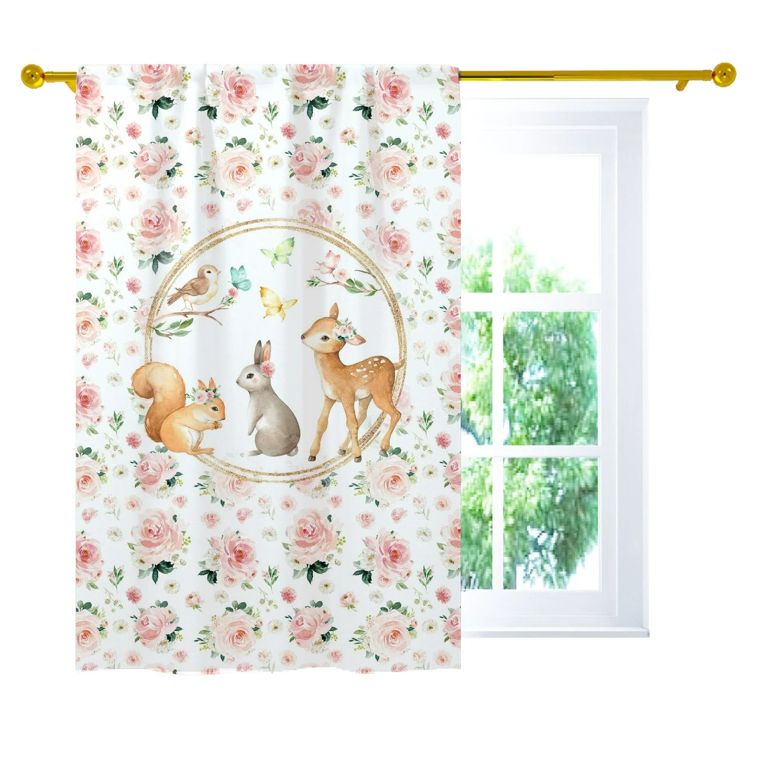 Blush Florals with Deer Blackout Curtains - Image 2