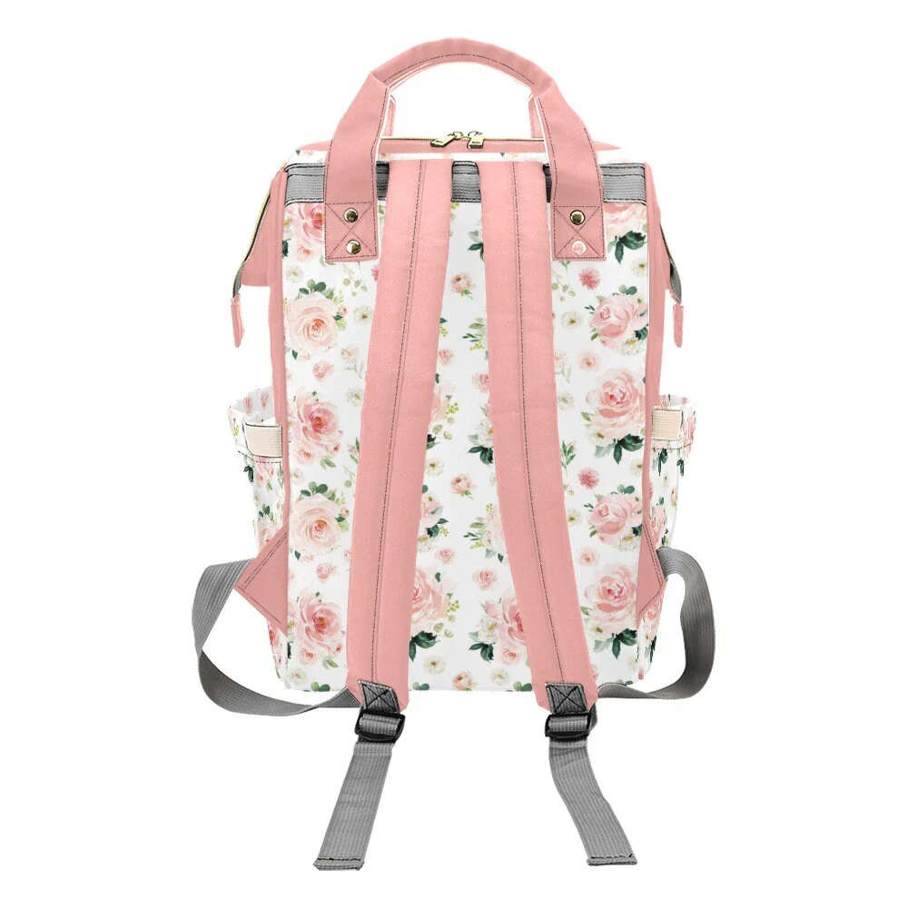 Blush Florals with Safari Animals Personalized Diaper Bag - Image 4