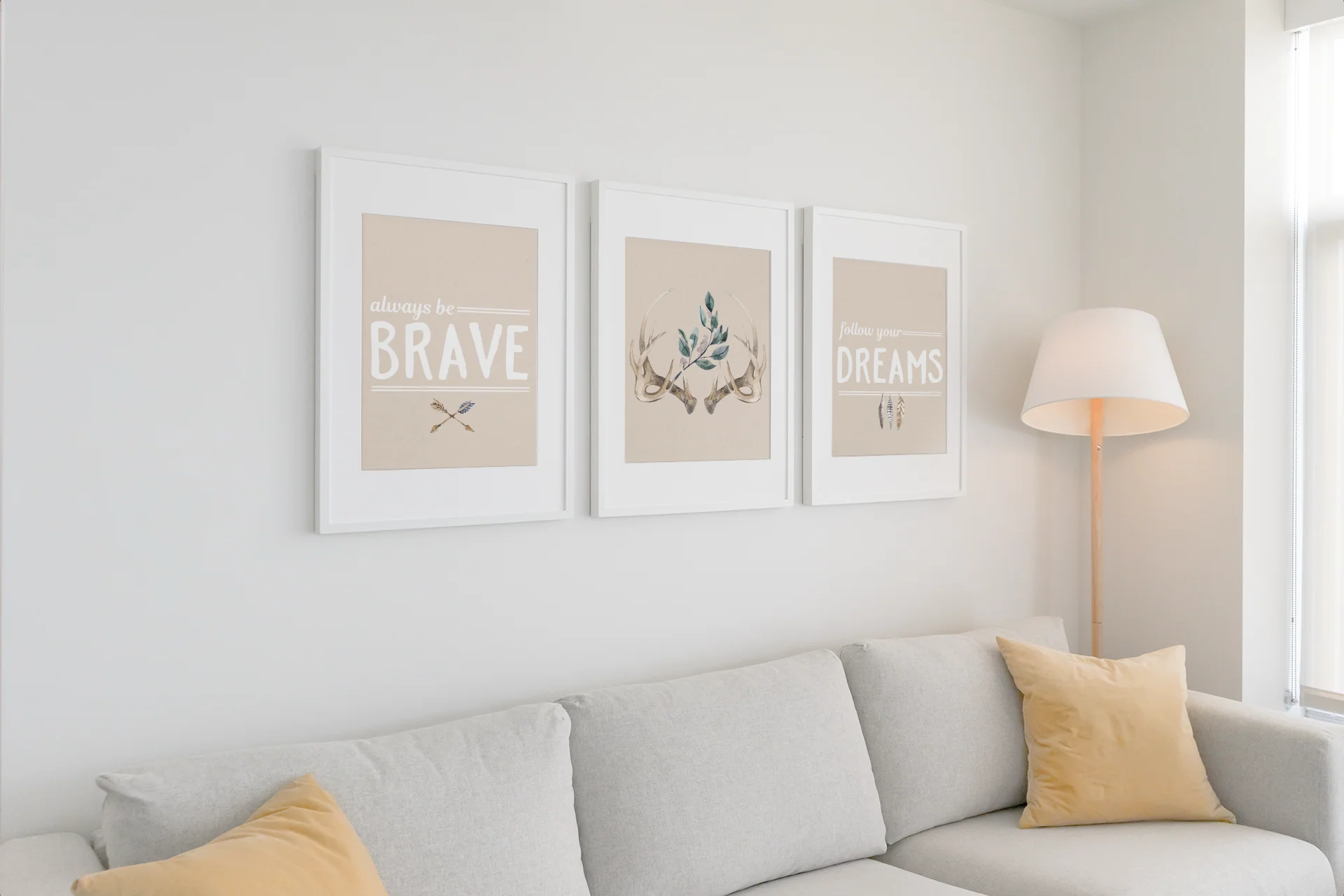 Boho Antlers 3 Piece Wall Art - Image 3