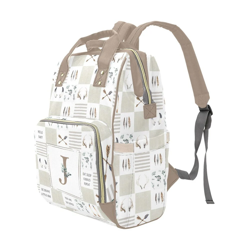Boho Antlers Patchwork Personalized Diaper Bag - Image 5