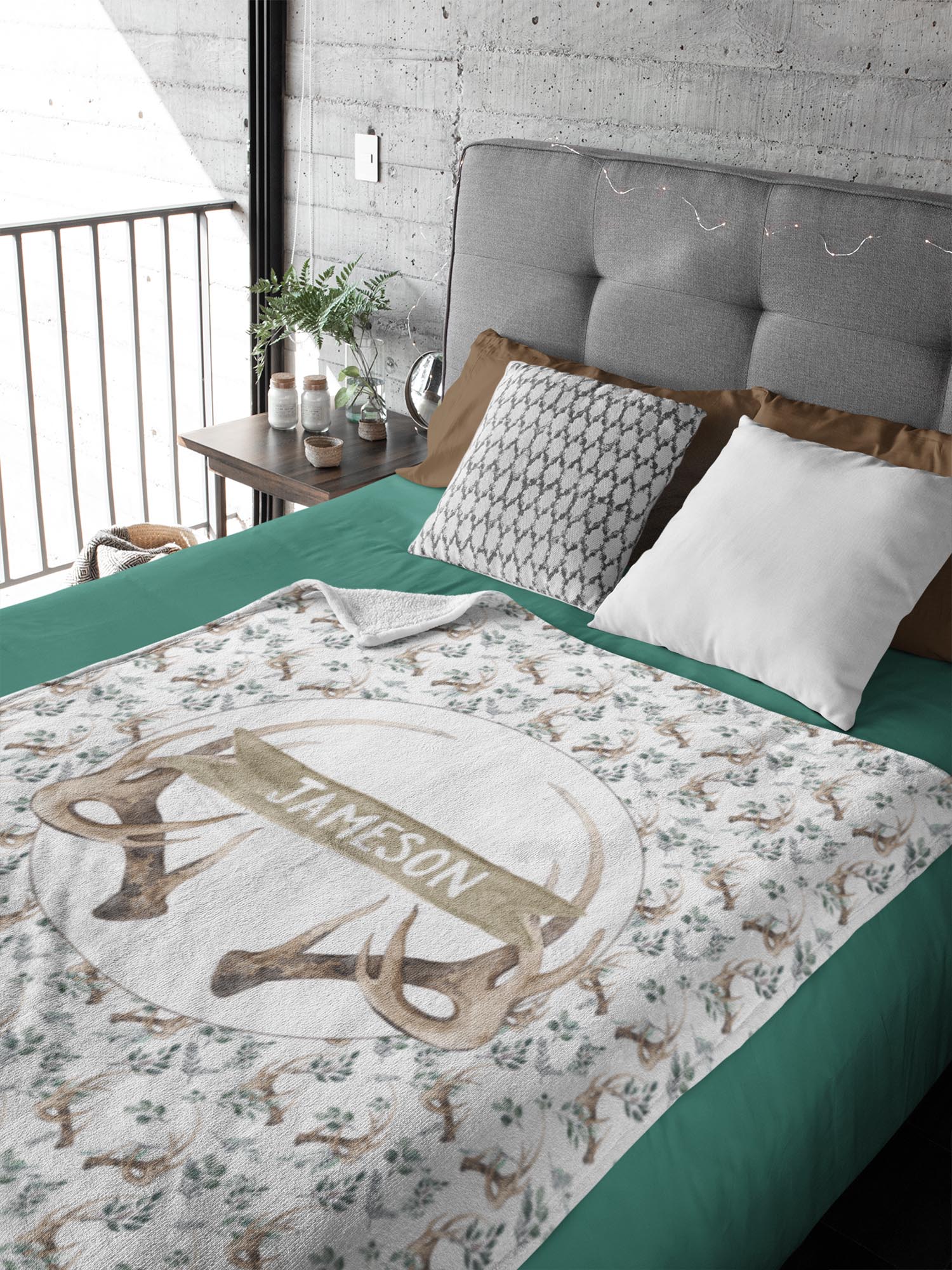 Boho Antlers Personalized Blanket - Image 3