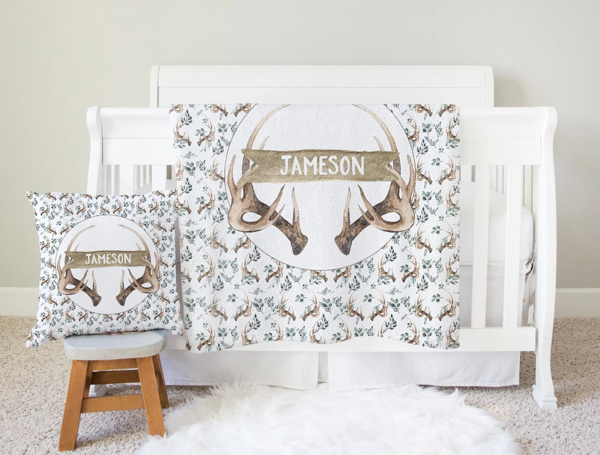 Boho Antlers Personalized Pillow - Image 4