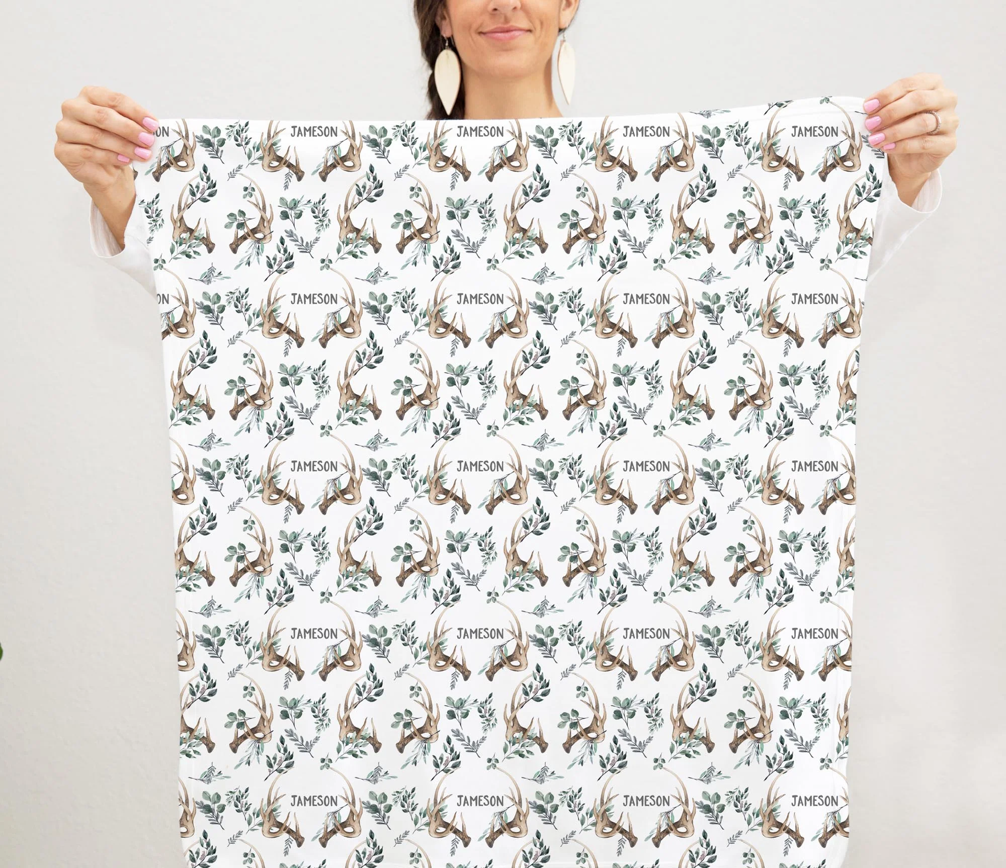 Boho Antlers Swaddle Blanket - Image 3