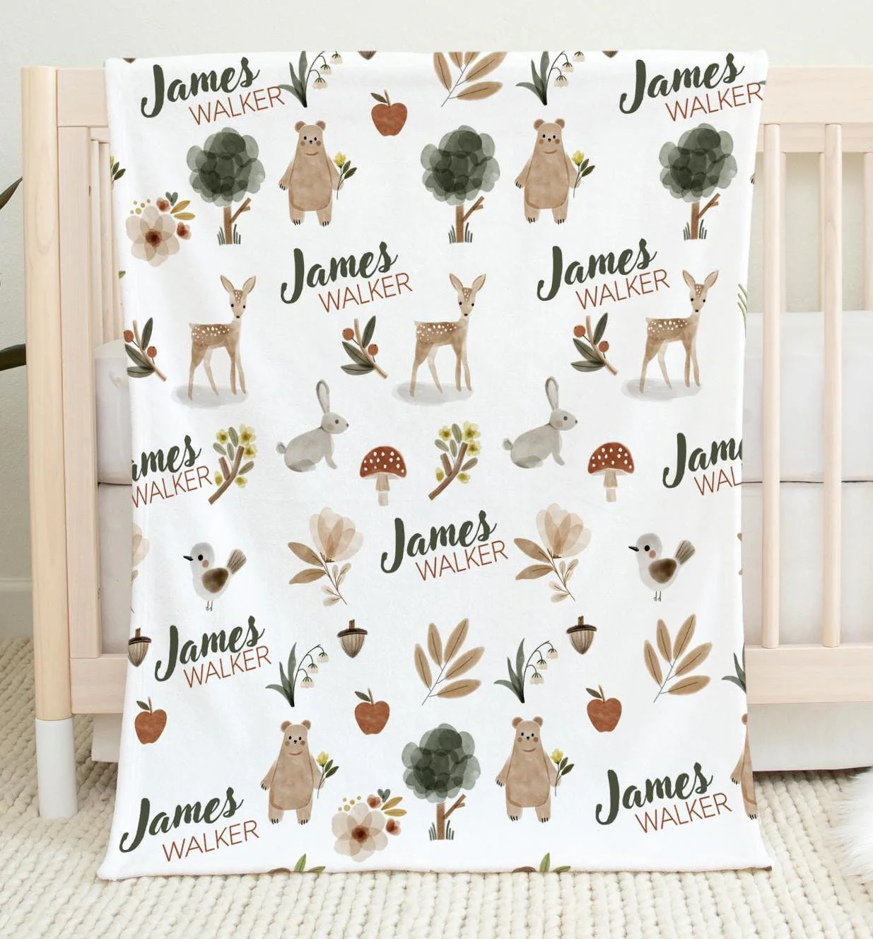 Brown Woodland Personalized Blanket For Boy - Image 2