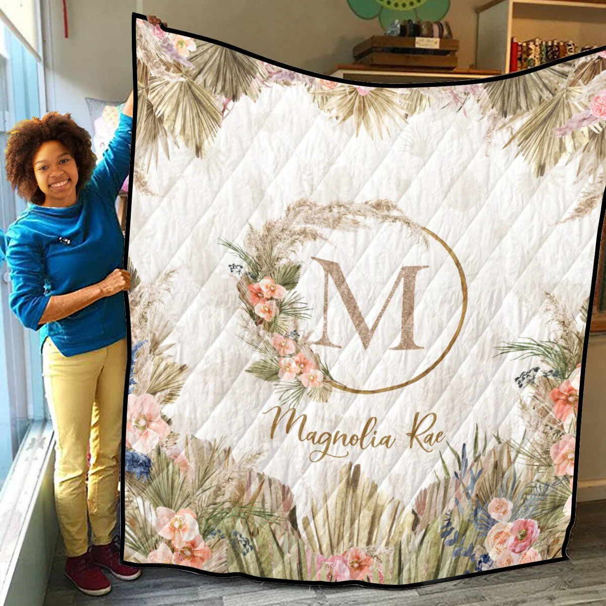 Dry Grass Personalized Quilted Bedspread Set - Image 4