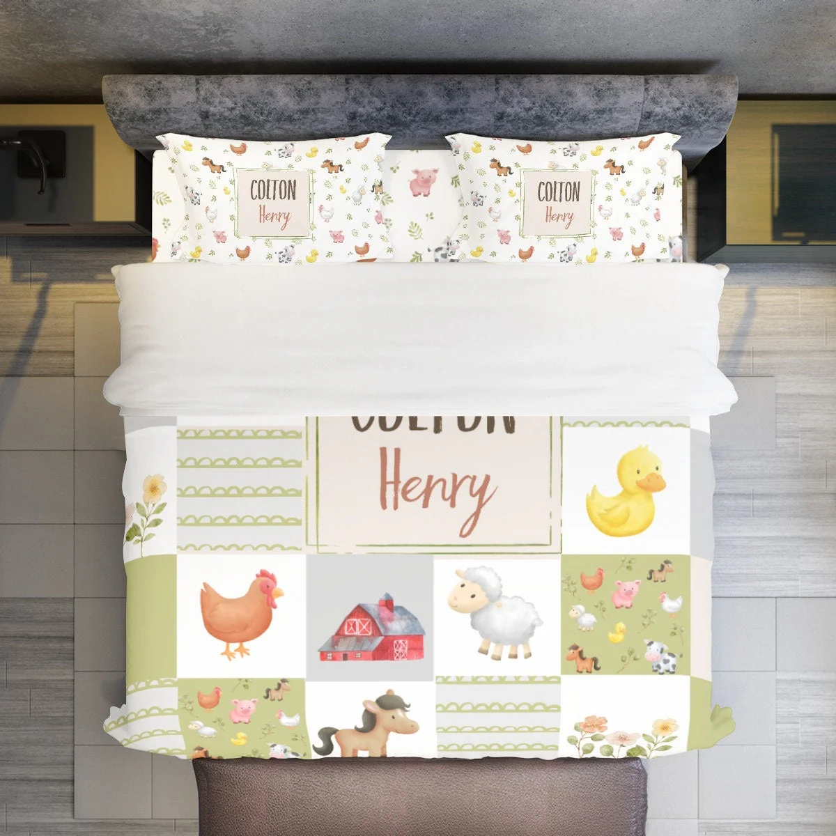 Farm Animals Personalized Duvet Cover Set for Girl or Boy - Image 2