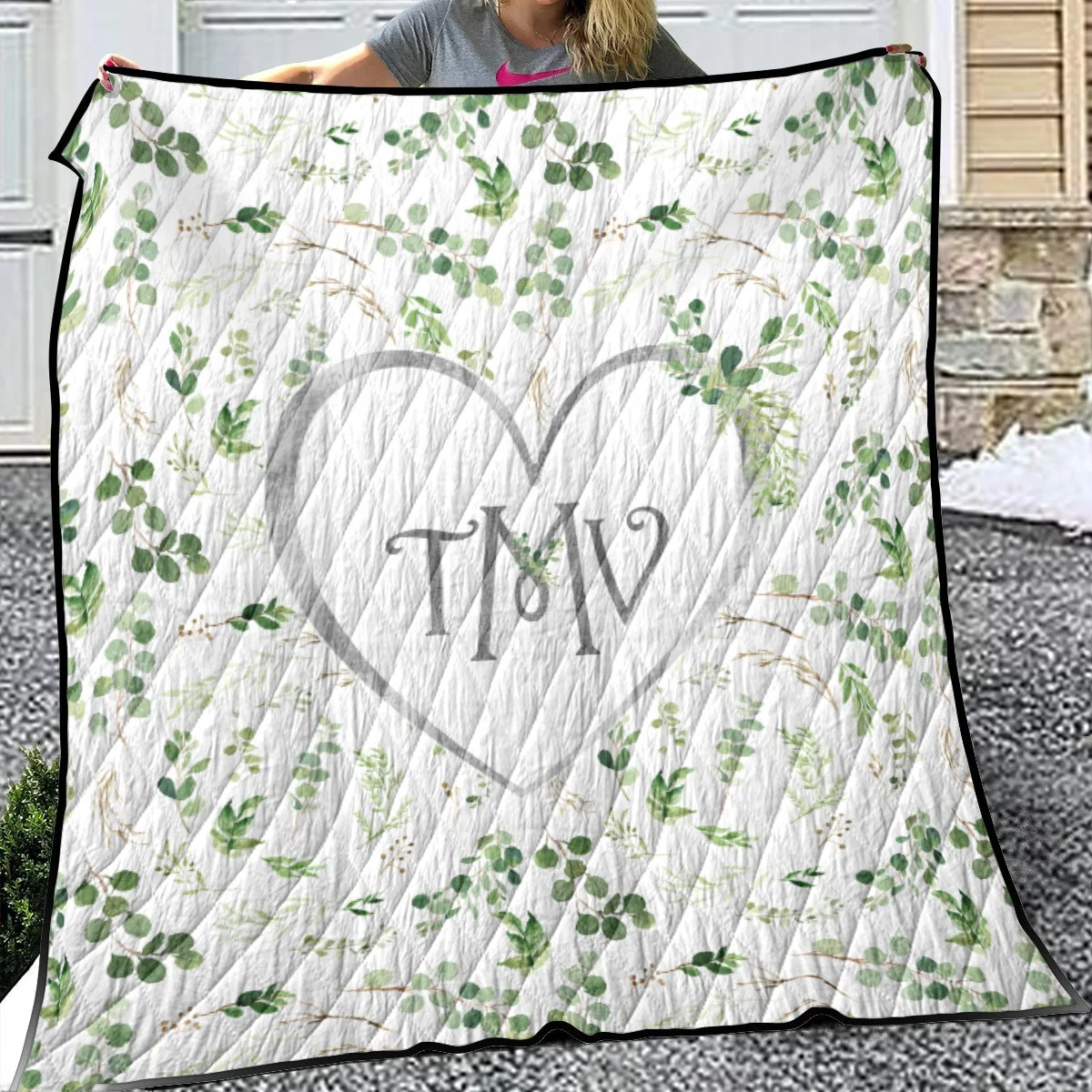 Greenery Personalized Quilted Bedspread Set - Image 4