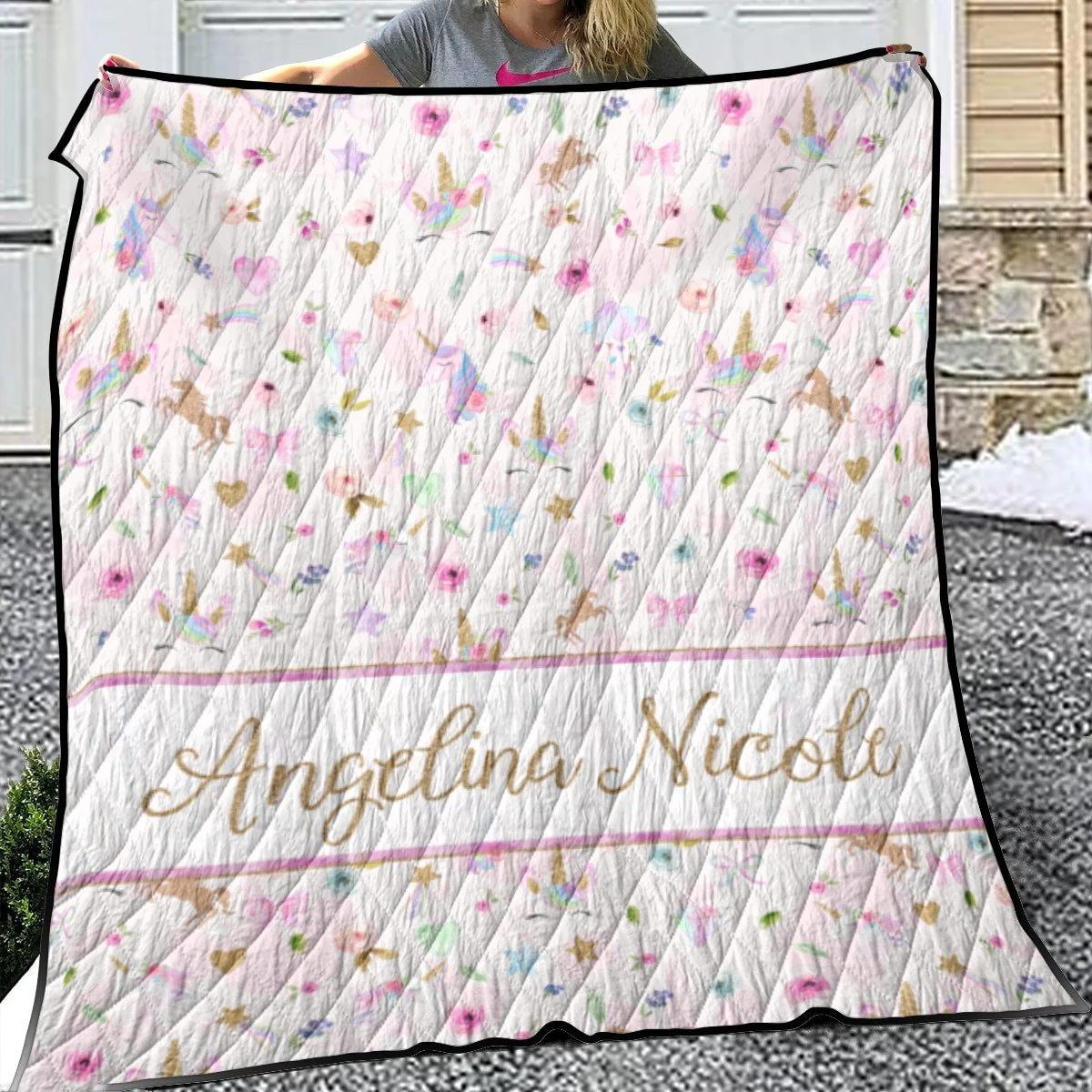 Magical Unicorns Personalized Quilted Bedspread Set - Image 2