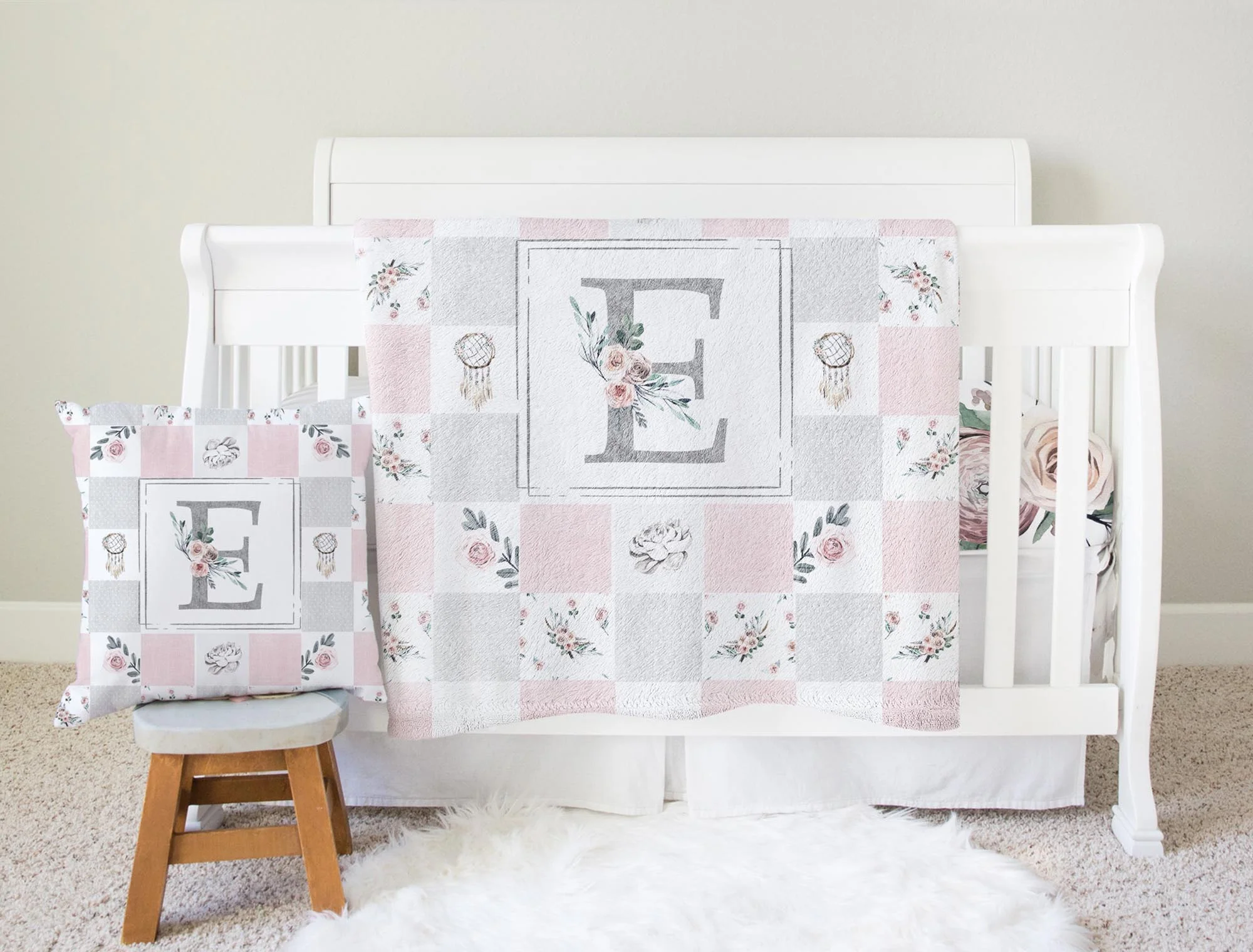 Modern Boho Quilt Inspired Monogrammed Blanket - Image 2
