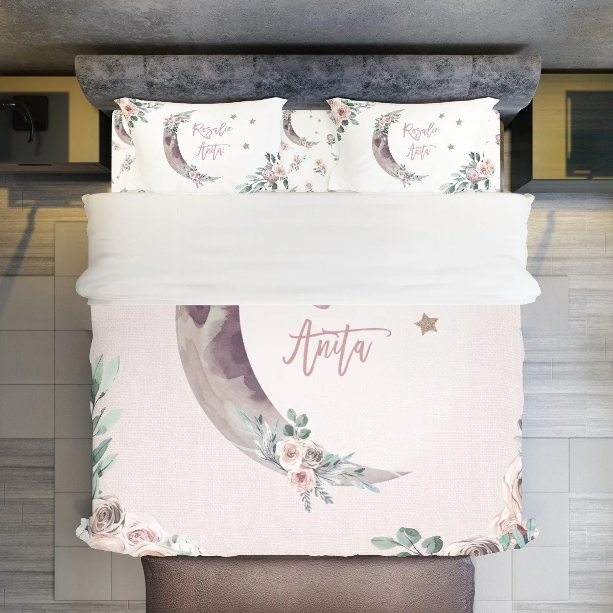 Modern Boho with Moon Personalized Duvet Cover Set for Girl - Image 2