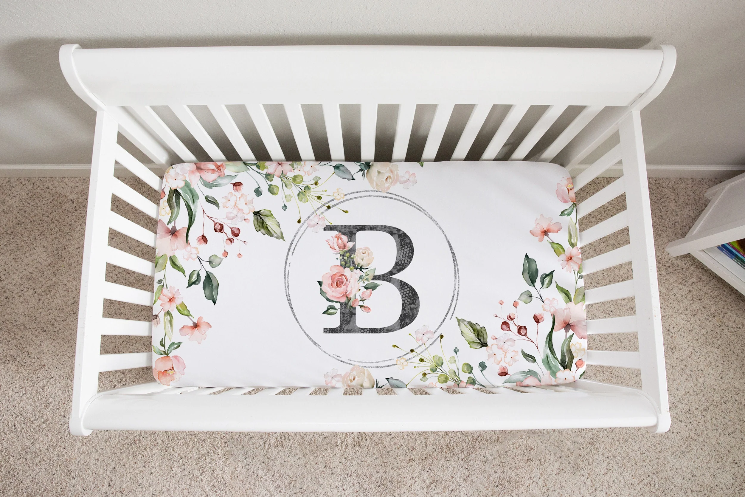 Roses Garden Personalized Crib Sheet for Girl