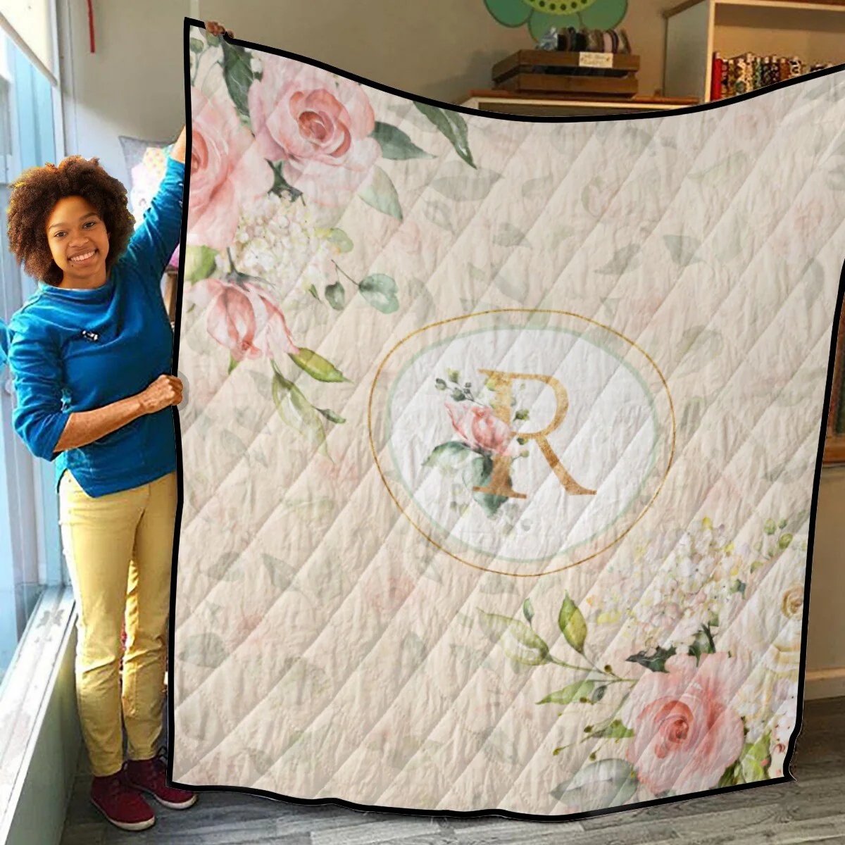 Roses Garden Personalized Quilted Bedspread Set - Image 4
