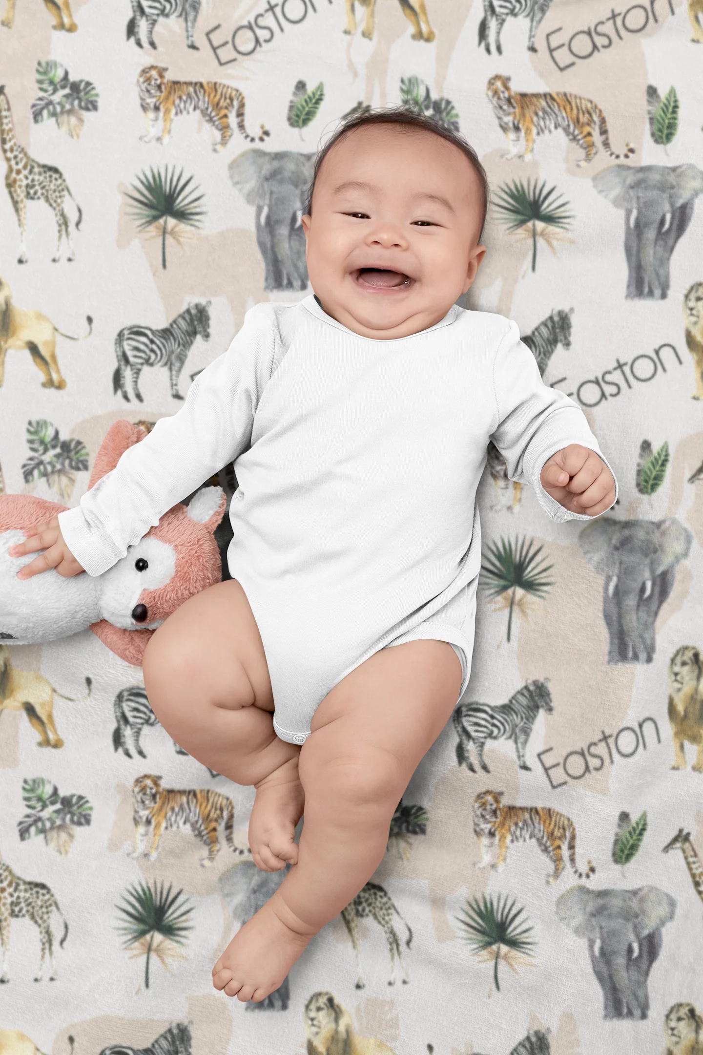 Safari Animals Swaddle Blanket for Boy - Image 3