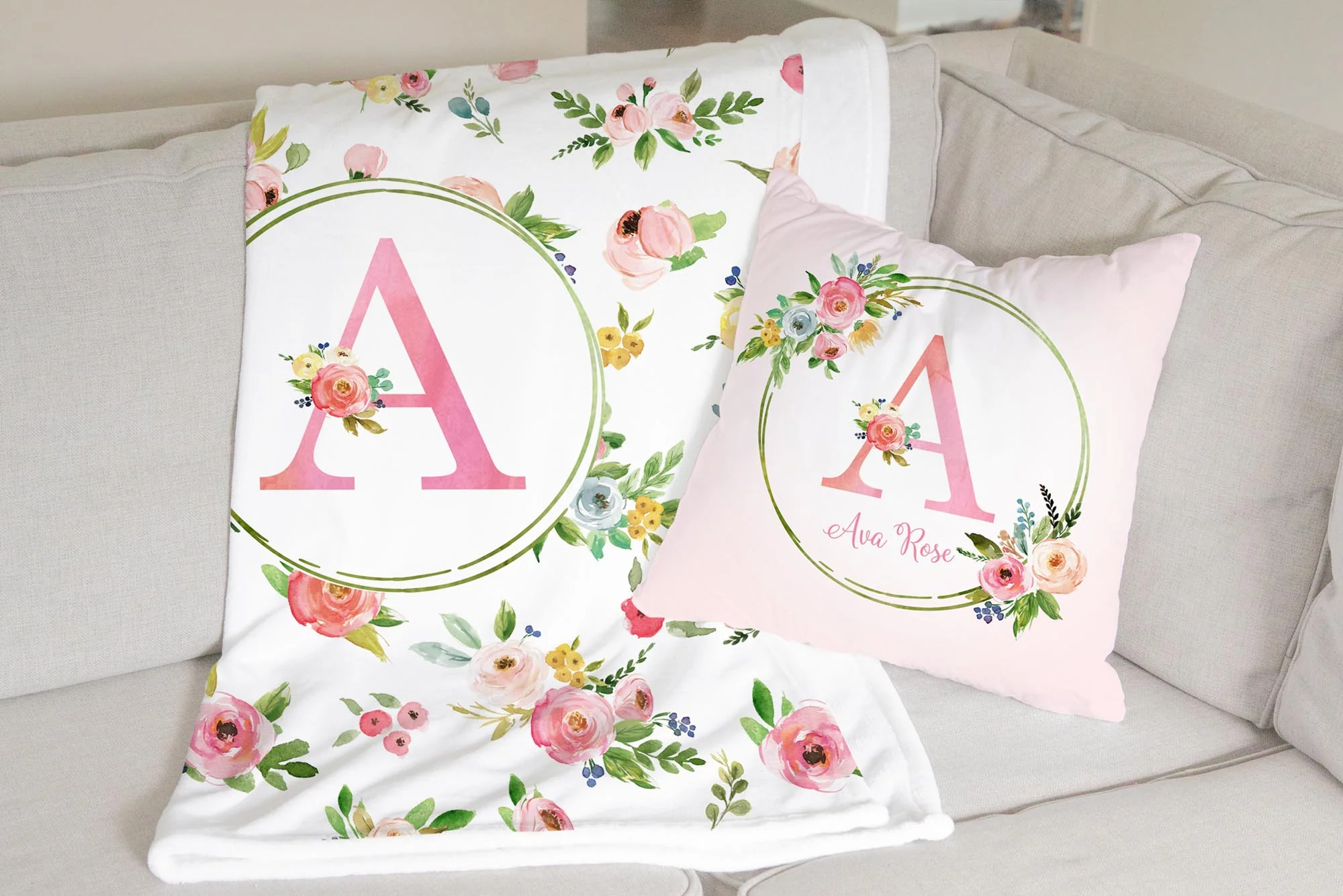 Summer Meadow Monogrammed Blanket for Girl - Image 3