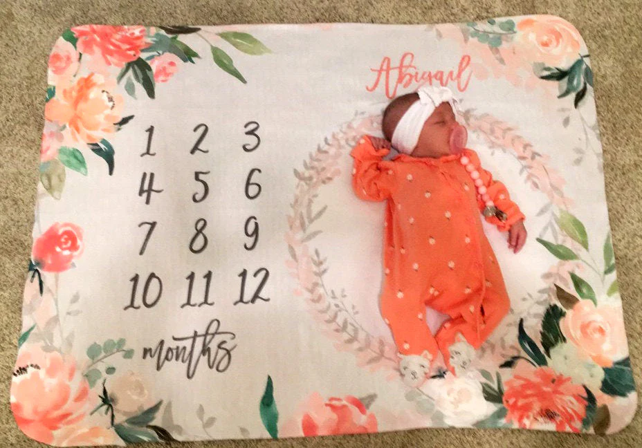 Sunny Coral Milestone Blanket for Girl - Image 2