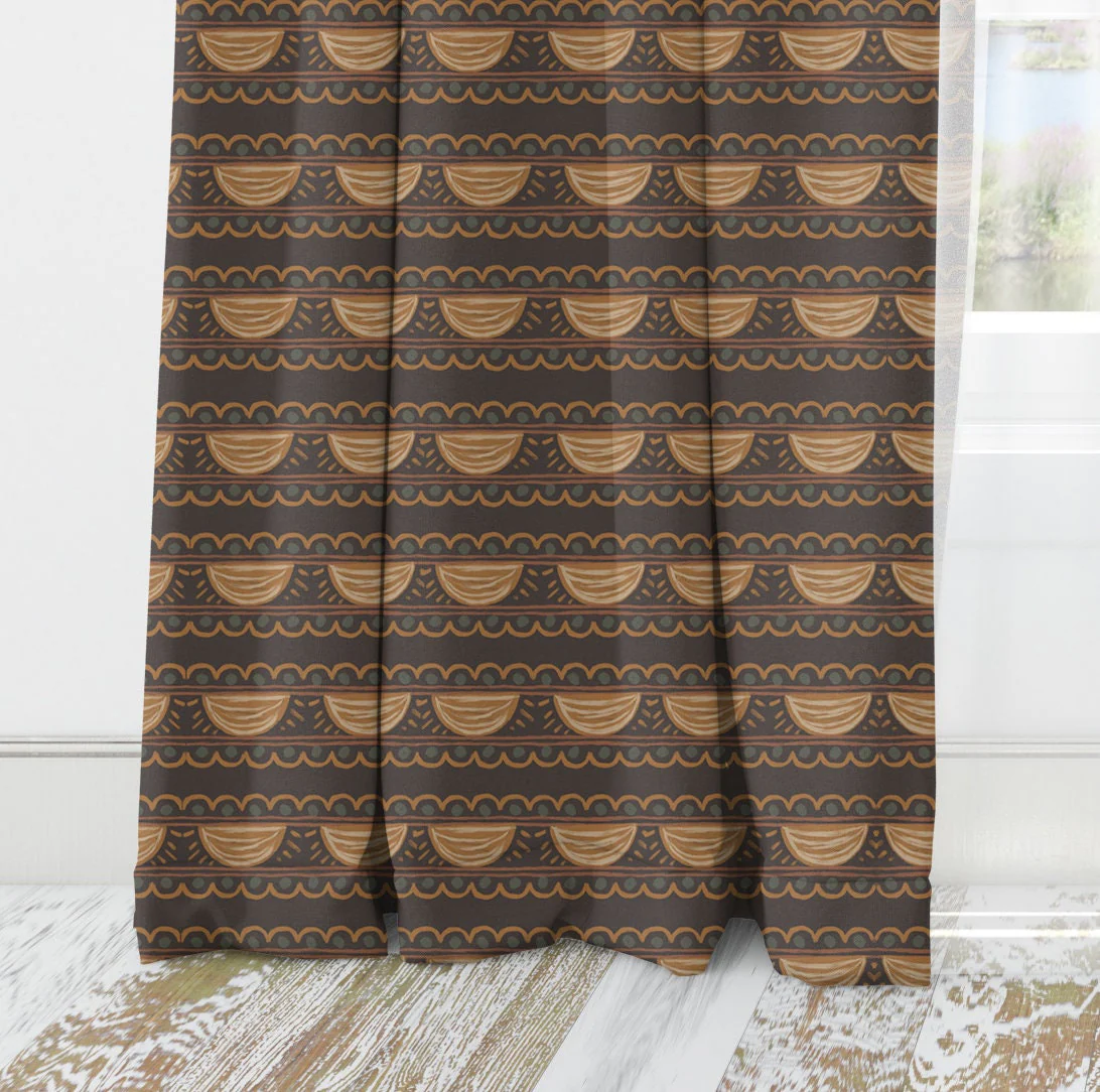 Vintage Charm Dark Brown Blackout Curtains - Image 2