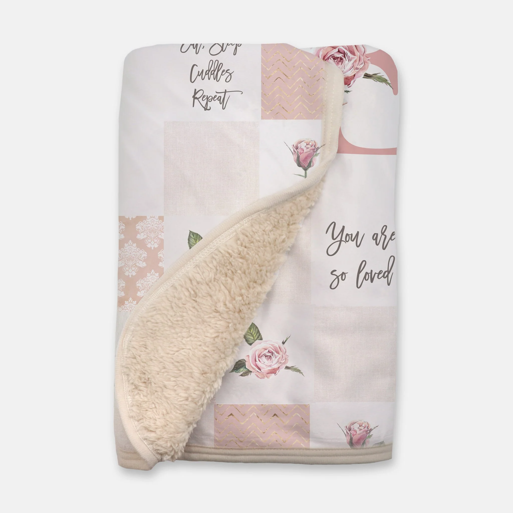 Vintage Roses Patchwork Inspired Personalized Blanket for Girl - Image 3